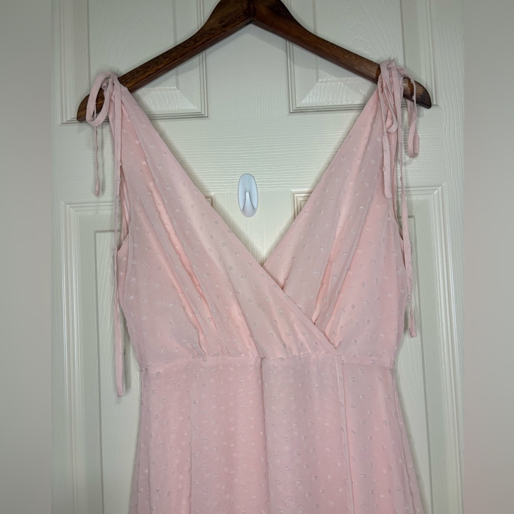 Lulus Pink Chiffon Maxi Dress V‑Neck maxi dress wedding guest - Picture 6 of 13